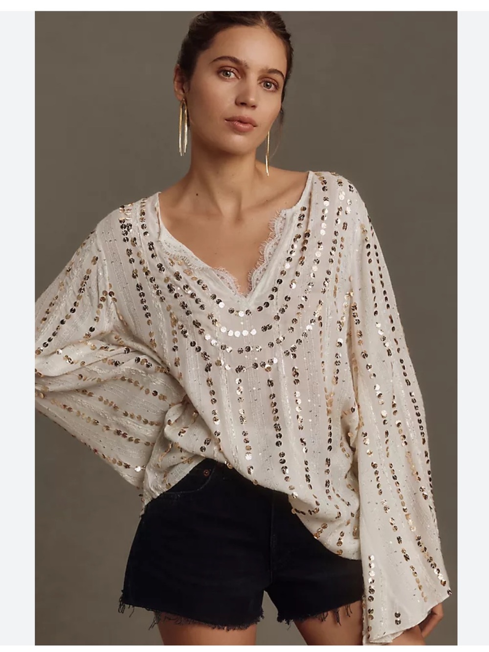 Anthropologie Let Me Be Embellished Top